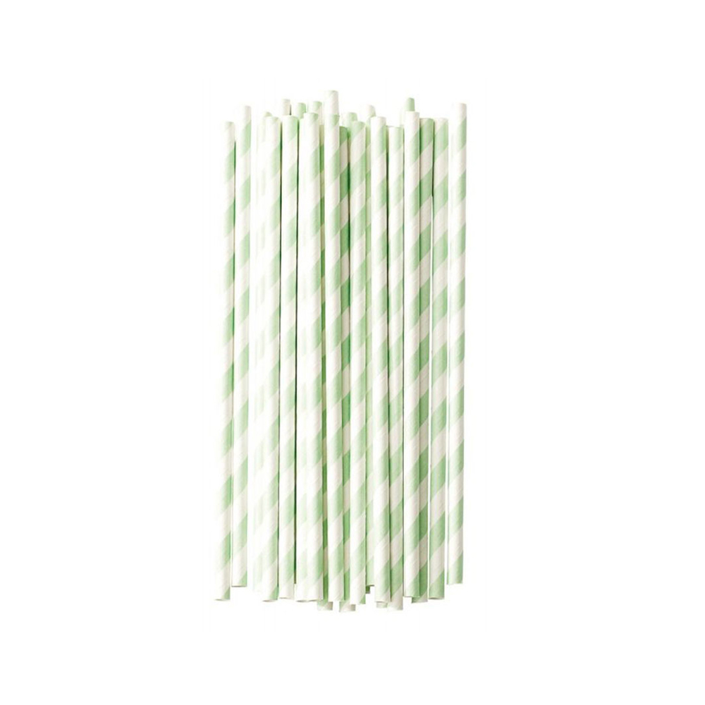 PLA-Clear Green Stripes straws 7x210 mm - Image 2