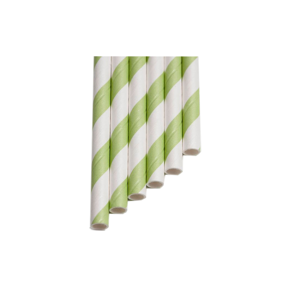 PLA-Clear Green Stripes straws 7x210 mm