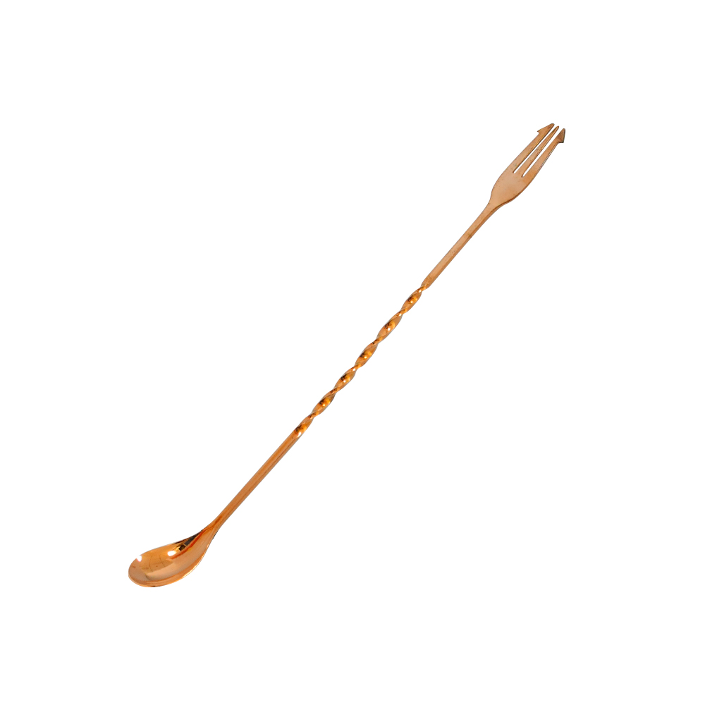 Japanese Yukiwa Half Twist Trident Mixing Spoon 31.5cm Copper