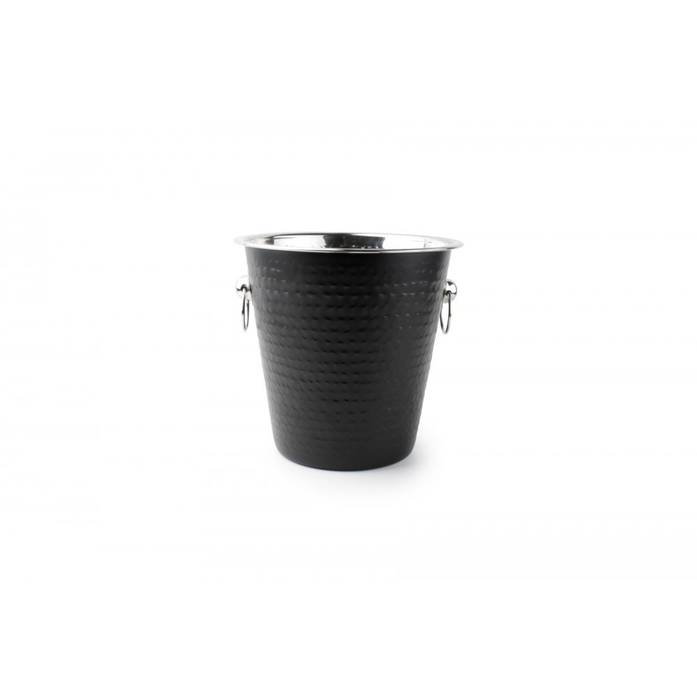 Champagne Cooler 21.5Xh21cm Black Hammered Ss