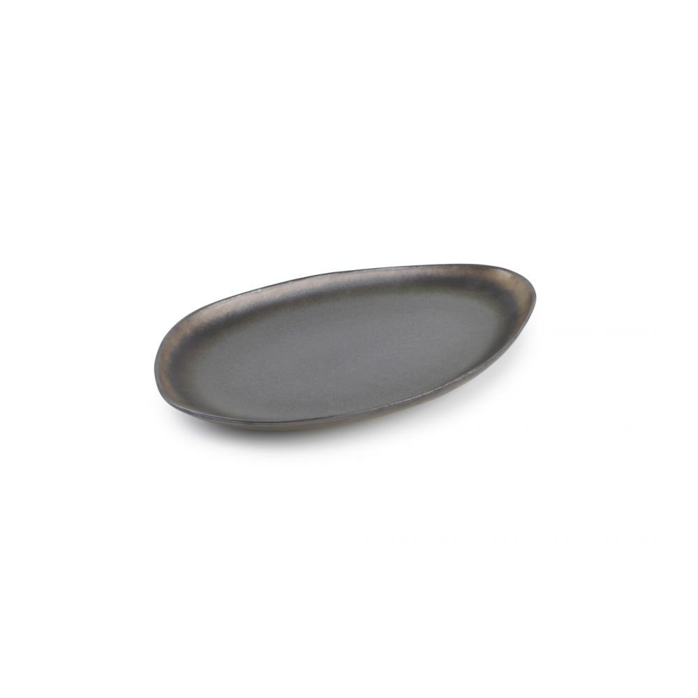 Dish 39X22,5Xh3,5cm Oval Gold Graphite Claro