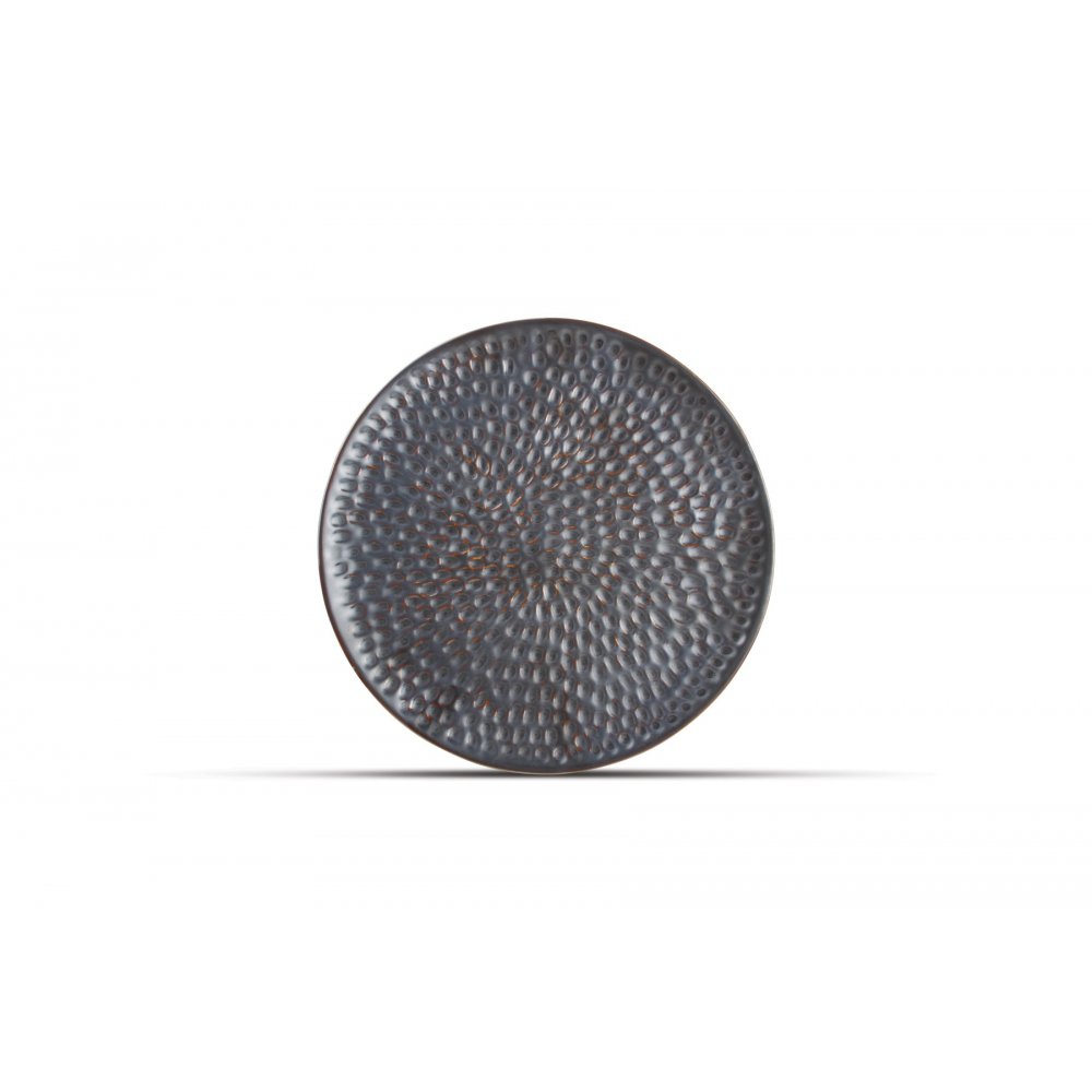 Plate 20cm Silver Hammered Brass