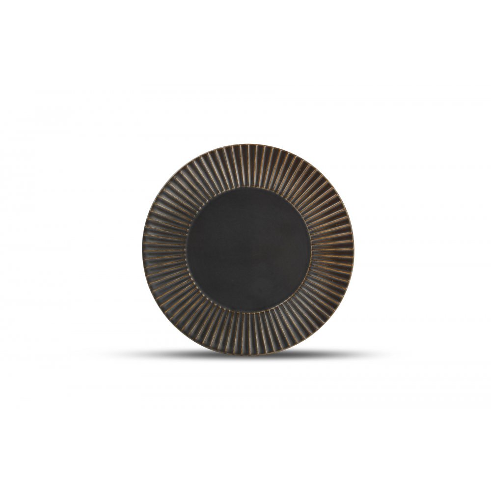 Plate 21cm Striped Silver Brass