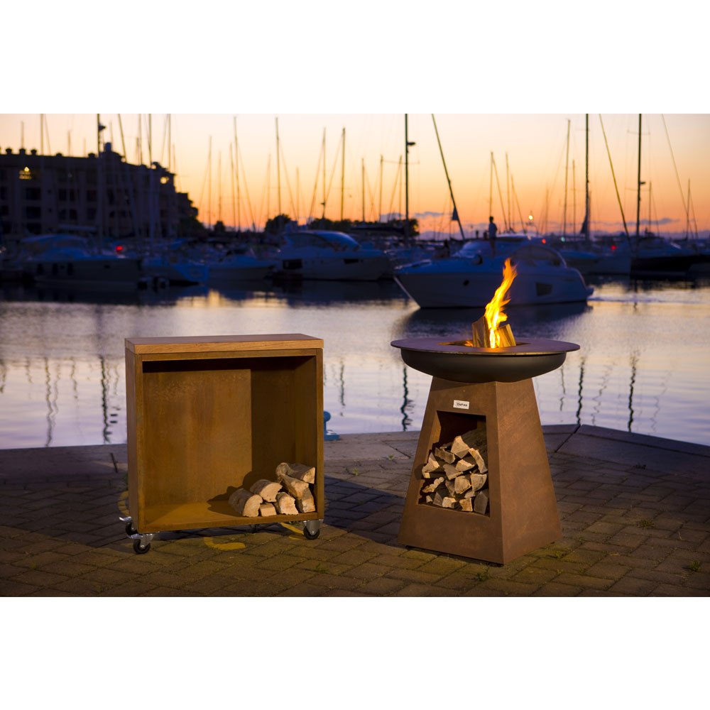 BBQ Corten with Wood Storage(Height 100cm) - Image 2