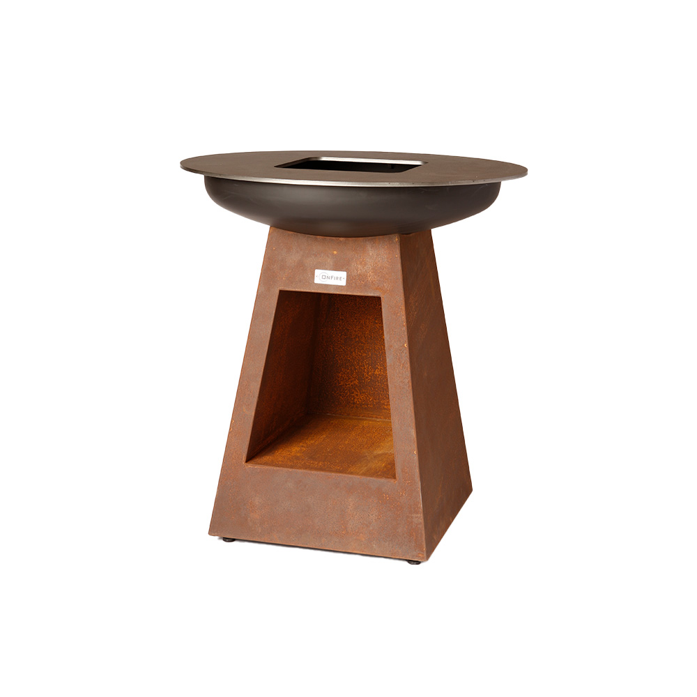 BBQ Corten with Wood Storage(Height 100cm)