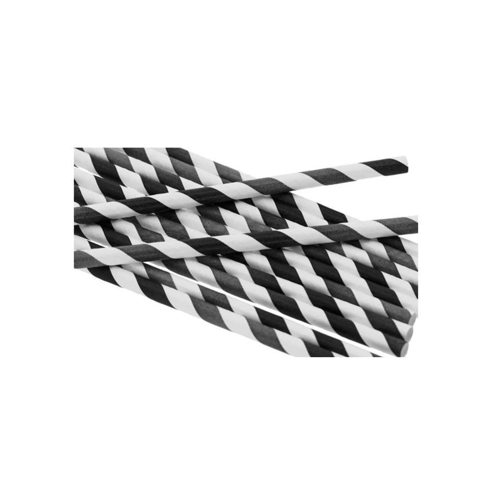 Paper Straws White/ Black Stripes D0.6Xl19.7Cm Pack Of 250 Earth Essentials