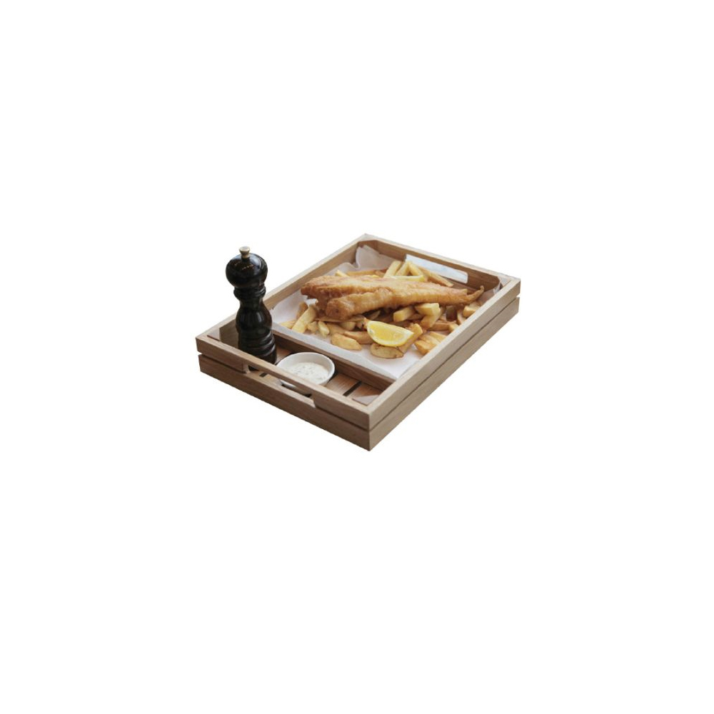 Fish & Chip Tray 400X300X60Mm Wooden Oak