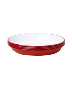 Steel Enamel Round Deep Plate Pillarbox Red 22Cm (4 Pieces)