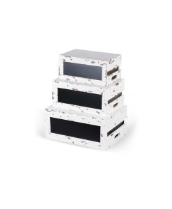 Riser Rustic Chalkboard White Distressed Wood Set Of 3
